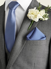 Blue Slim Silk Tie And Pocket Square Set - Image 1 of 5