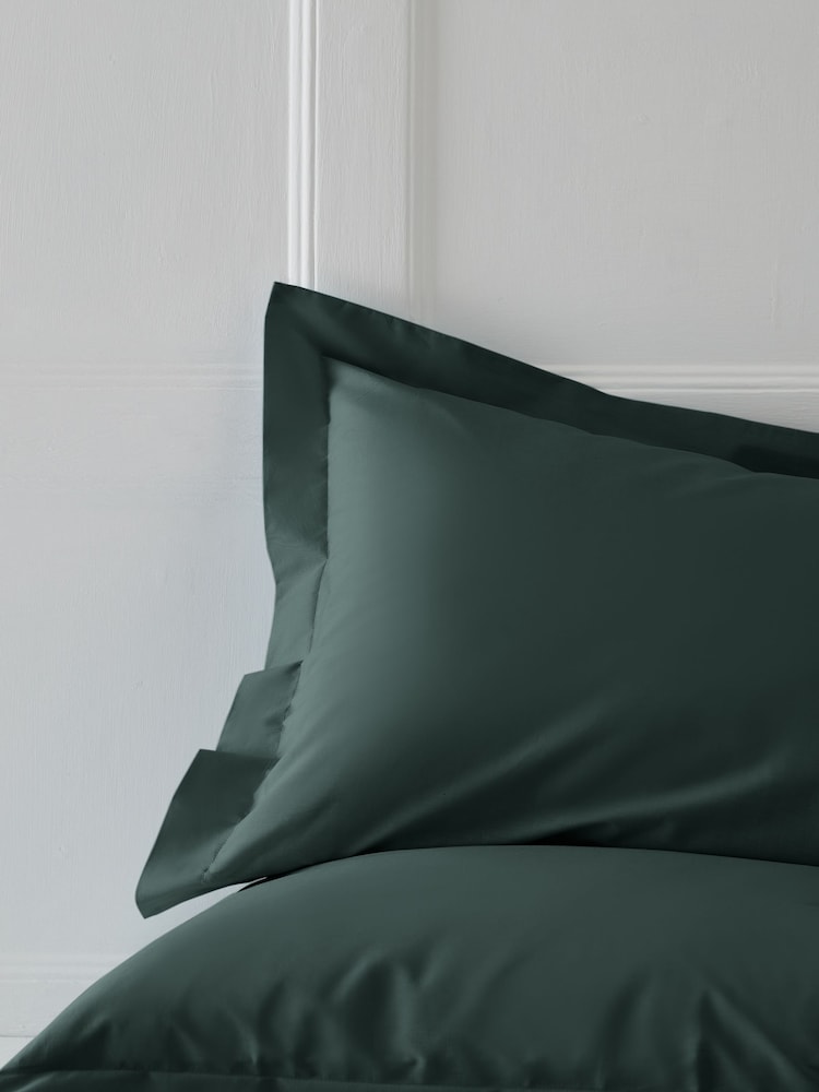 Set of 2 Green Dark Cotton Rich Pillowcases - Image 2 of 2