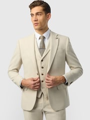 Antique Rogue Natural Single Breasted Slim Fit Baxter Ecru Herringbone Tweed Jacket - Image 1 of 5