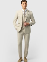 Antique Rogue Natural Single Breasted Slim Fit Baxter Ecru Herringbone Tweed Jacket - Image 2 of 5