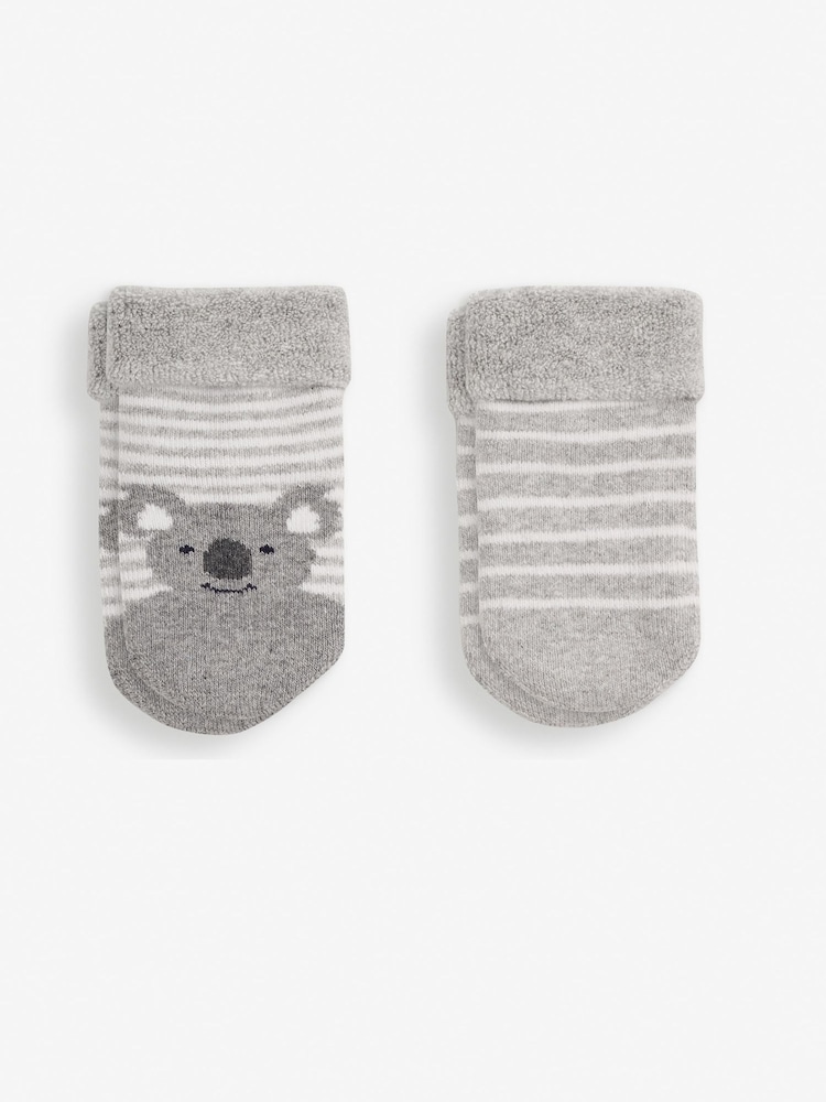 JoJo Maman Bébé Grey Koala 2-Pack Baby Socks - Image 1 of 1