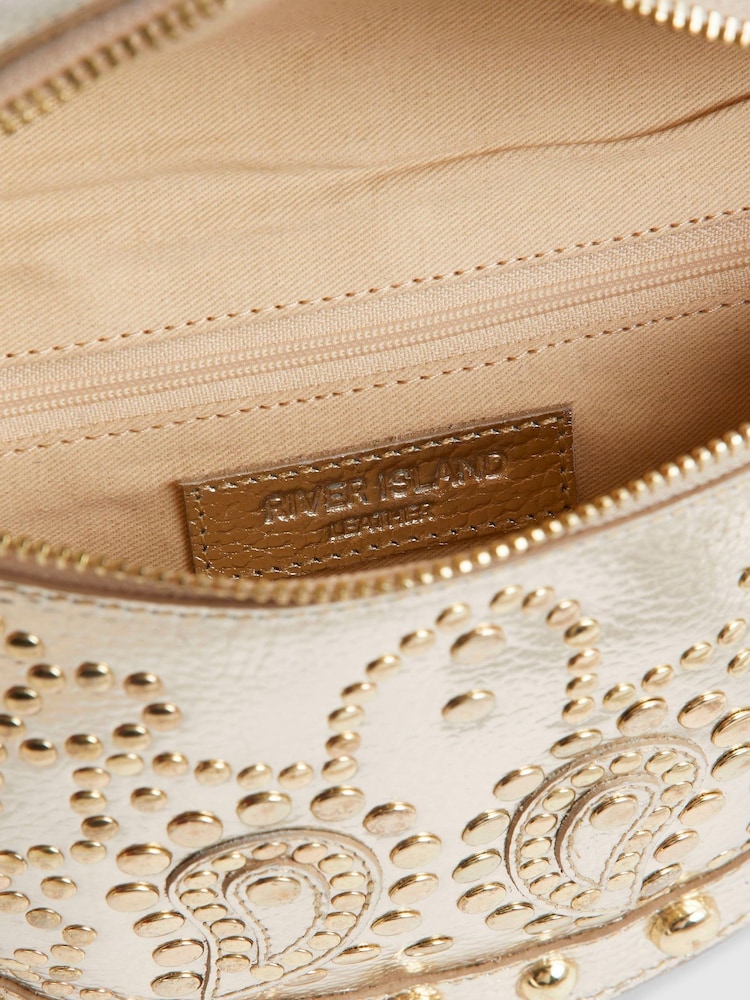 River Island Gold Leather Studded Bum Bag - Image 5 of 5