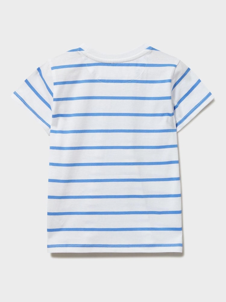 Crew Clothing Company White Stripe Cotton Casual T-Shirt - Image 2 of 3