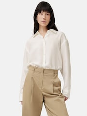 Jigsaw Cream Silk Habotai Relaxed Shirt - Image 6 of 6