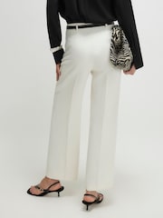 River Island White High Rise Belted Straight Leg Trousers - Image 3 of 4