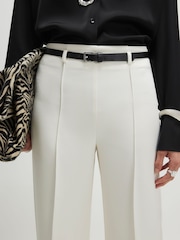 River Island White High Rise Belted Straight Leg Trousers - Image 4 of 4