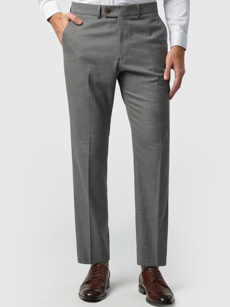 Antique Rogue Grey Slim Fit Blake Grey Texture Trousers - Image 1 of 2 Antique Rogue Grey Slim Fit Blake Grey Texture Trousers - Image 1 of 2