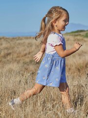 JoJo Maman Bébé Chambray Safari Embroidered Culotte Dungarees - Image 2 of 5