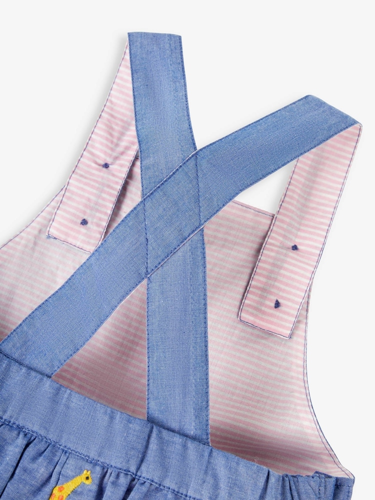 JoJo Maman Bébé Chambray Safari Embroidered Culotte Dungarees - Image 5 of 5