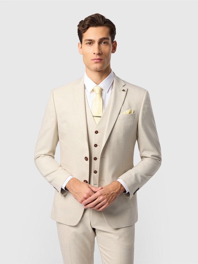Antique Rogue Cream Slim Fit Blake Ecru Texture Jacket - Image 1 of 4 Antique Rogue Cream Slim Fit Blake Ecru Texture Jacket - Image 1 of 4