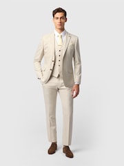Antique Rogue Cream Slim Fit Blake Ecru Texture Jacket - Image 2 of 4