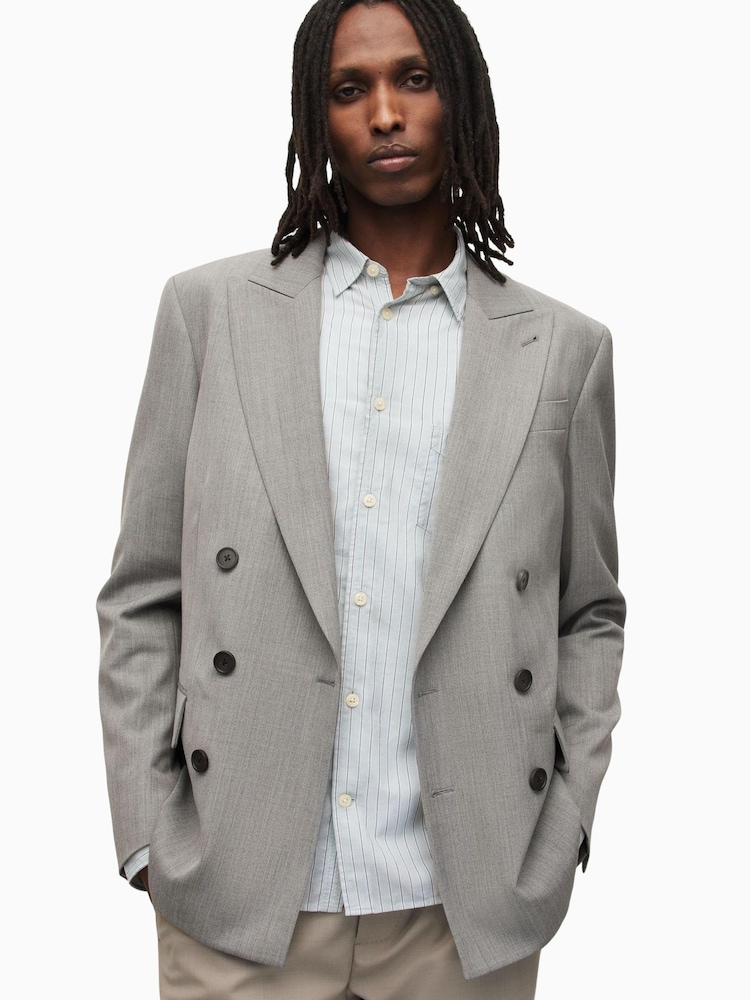 AllSaints Grey Regular Fit Anori Blazer - Image 1 of 10