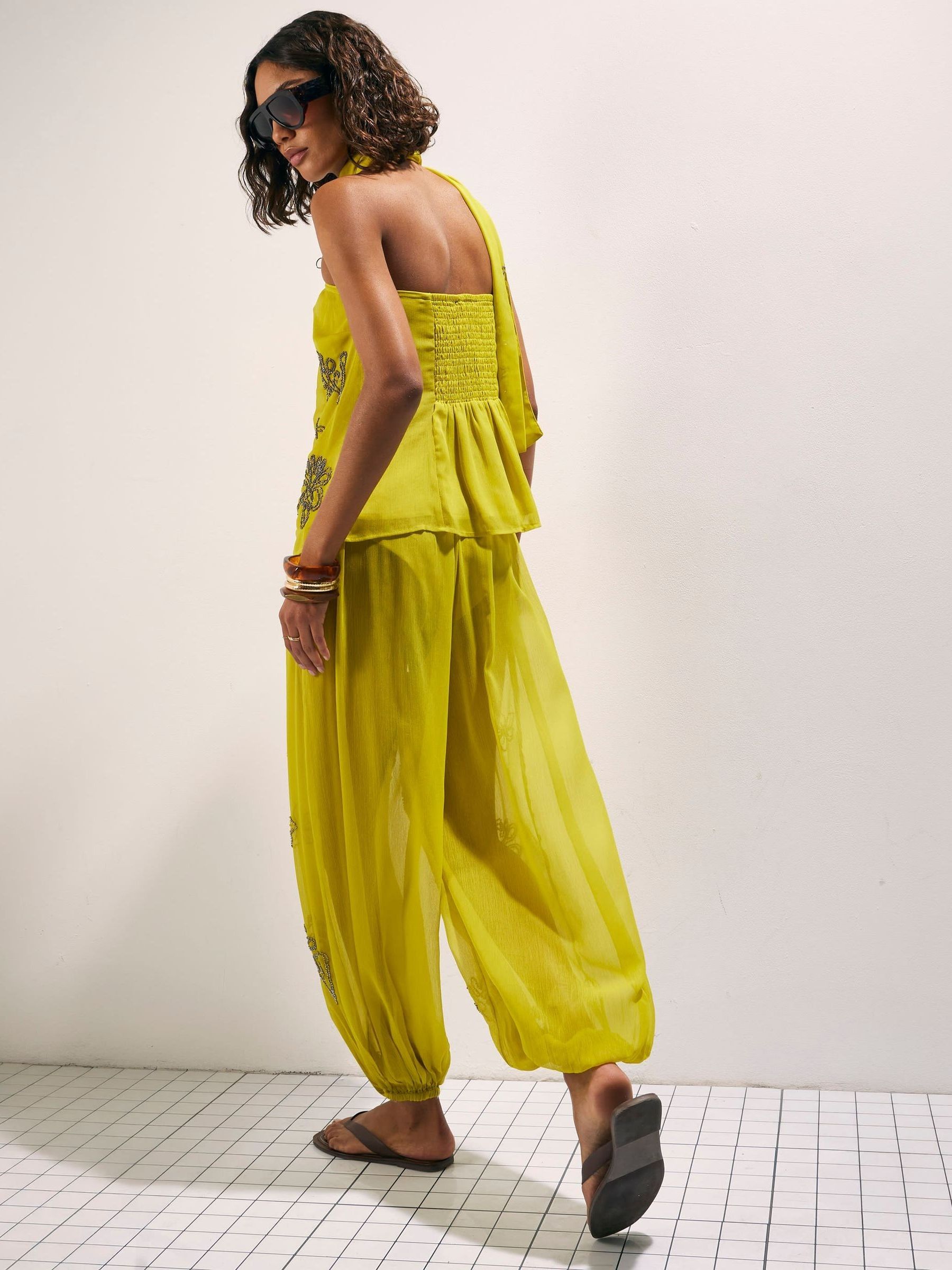Buy River Island Yellow Embellished Balloon Trousers from Next USA