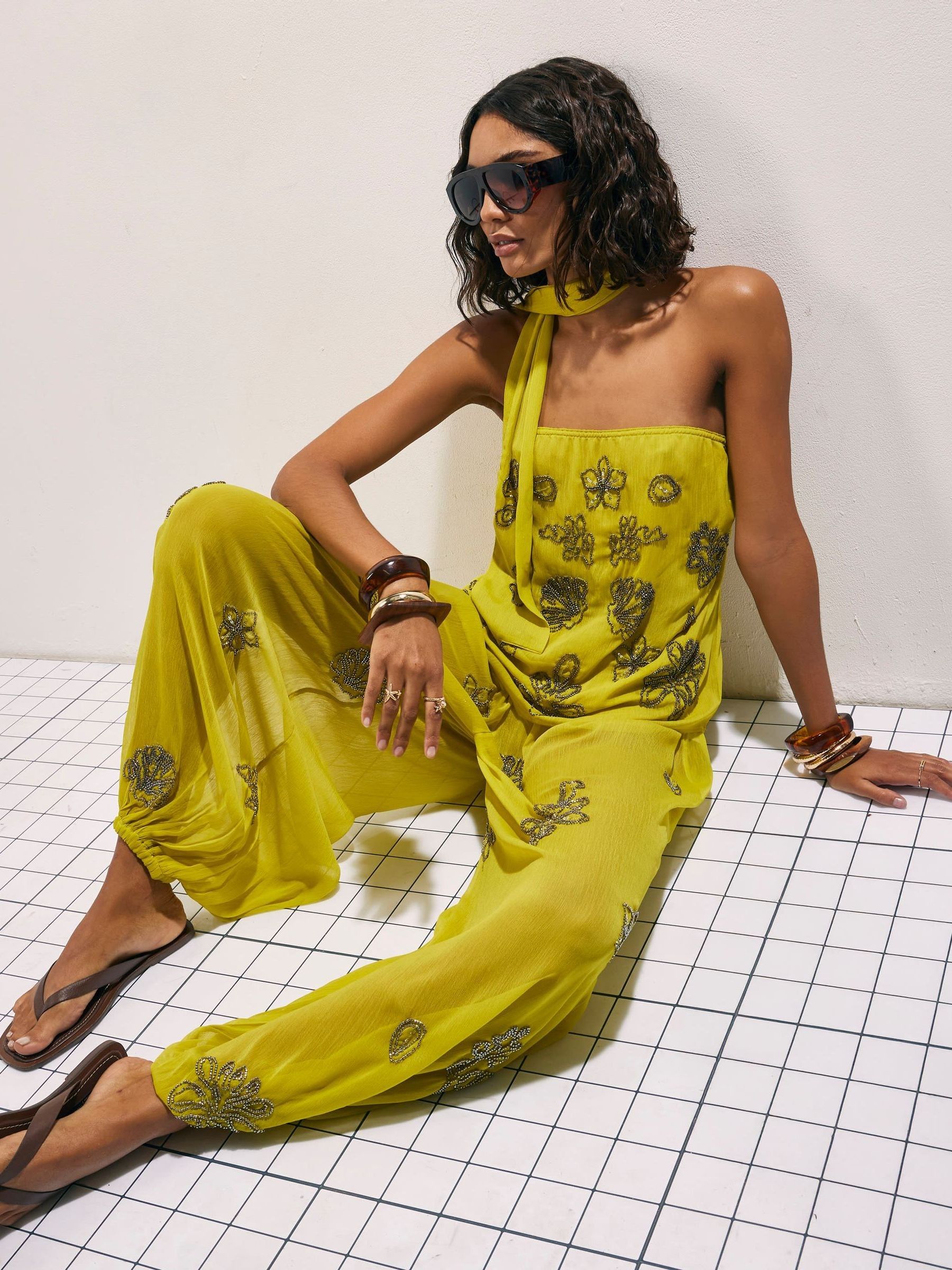 Buy River Island Yellow Embellished Balloon Trousers from Next USA