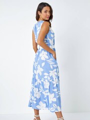 Roman Blue Sleeveless Floral Print Maxi Dress - Image 2 of 5
