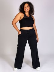 Pineapple Black Womens Cargo Wide Leg Joggers - Image 3 of 4