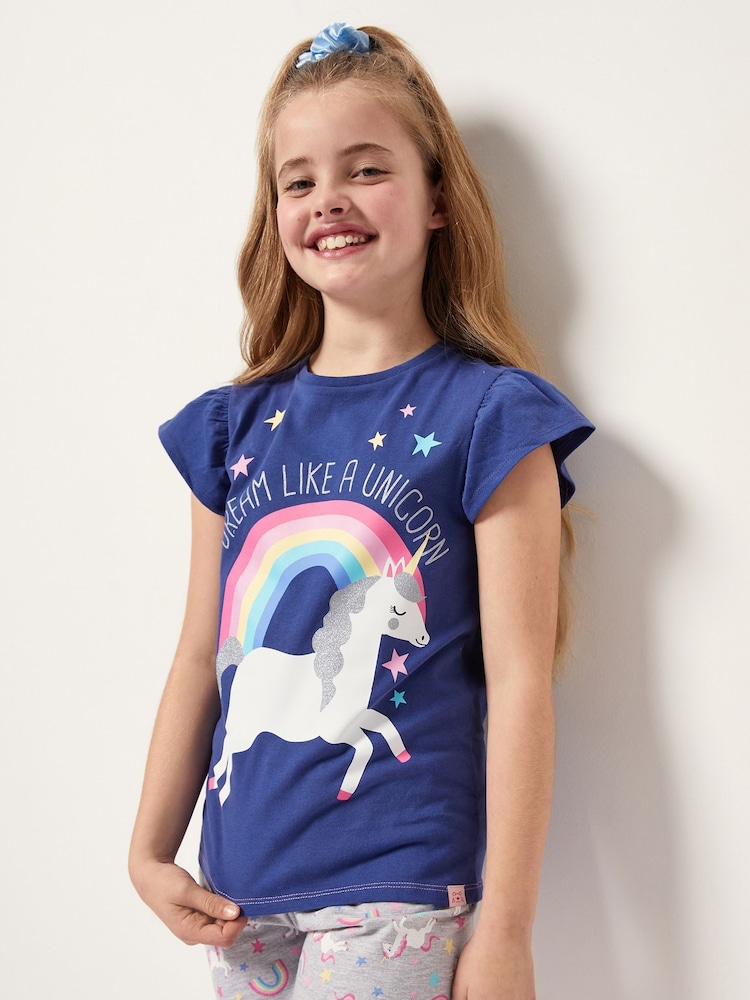 Harry Bear Grey Unicorn 100% Cotton Top And Short Set - Image 1 of 3