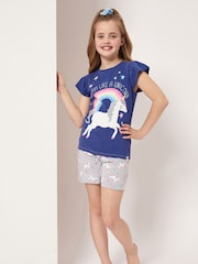 Harry Bear Grey Unicorn 100% Cotton Top And Short Set - Image 2 of 3