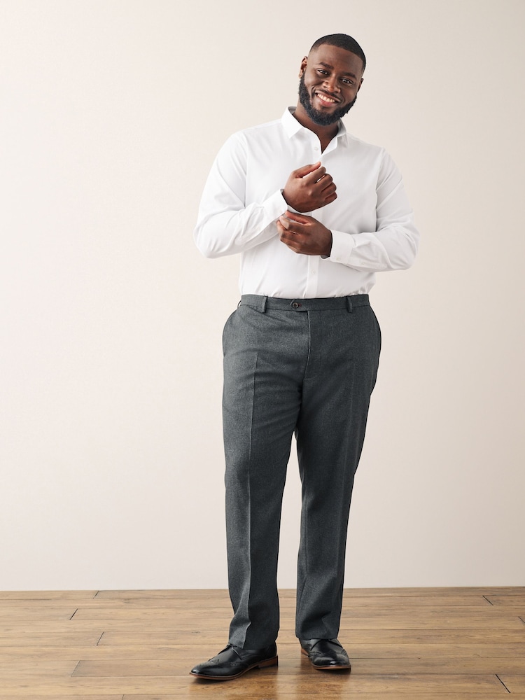 White Slim Fit 100% Cotton Single Cuff Shirt - Image 2 of 3