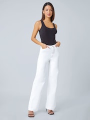 Roman White Cotton Blend Wide Leg Stretch Jeans - Image 3 of 6