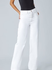 Roman White Cotton Blend Wide Leg Stretch Jeans - Image 5 of 6