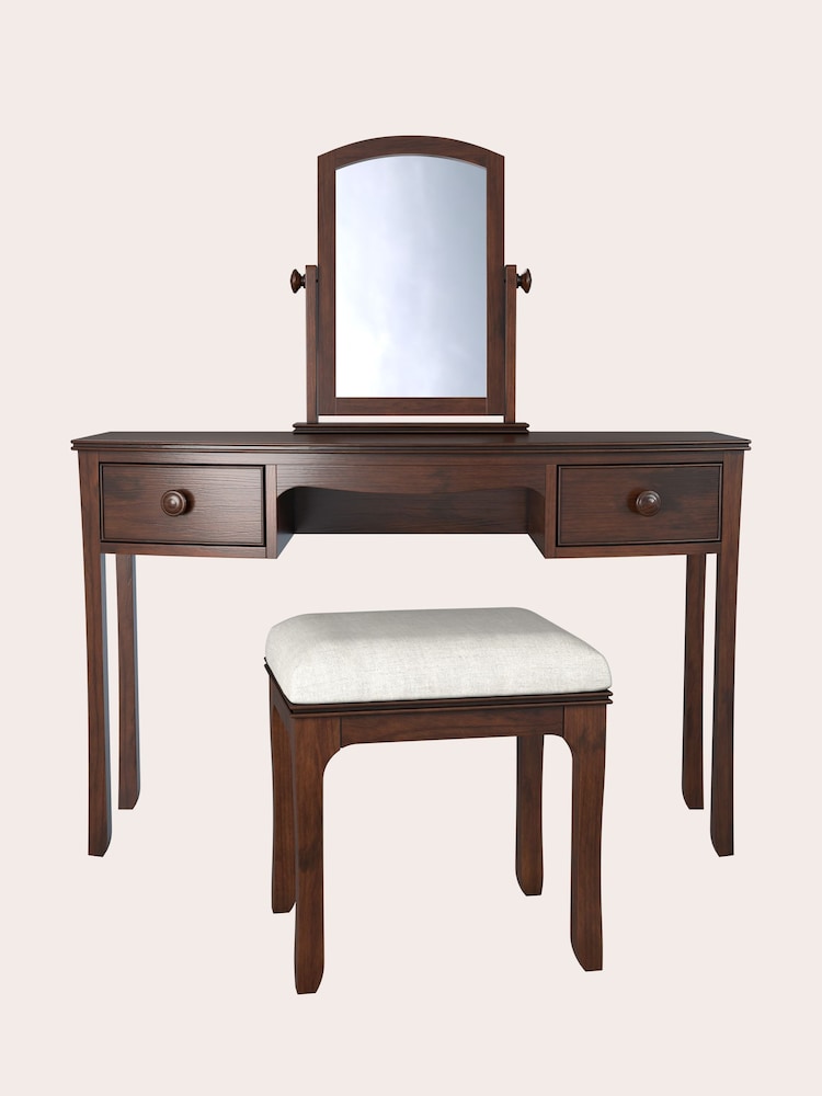 Laura Ashley Dark Broughton 2 Drawer Dressing Table Set - Image 2 of 4