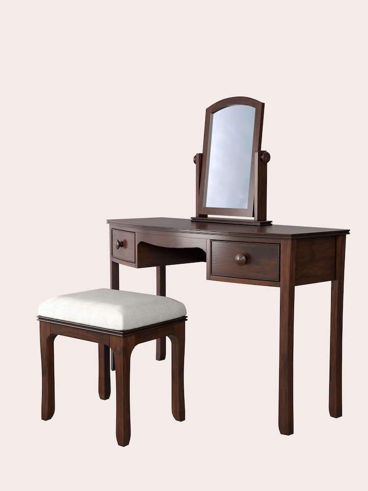 Laura Ashley Dark Broughton 2 Drawer Dressing Table Set - Image 4 of 4