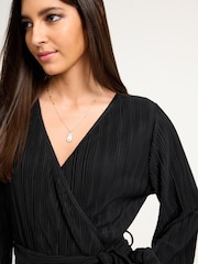 Black Long Sleeve Plissé Jumpsuit - Image 4 of 4