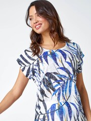 Roman Blue Leaf Hotfix Embellished Stretch T-Shirt - Image 1 of 5