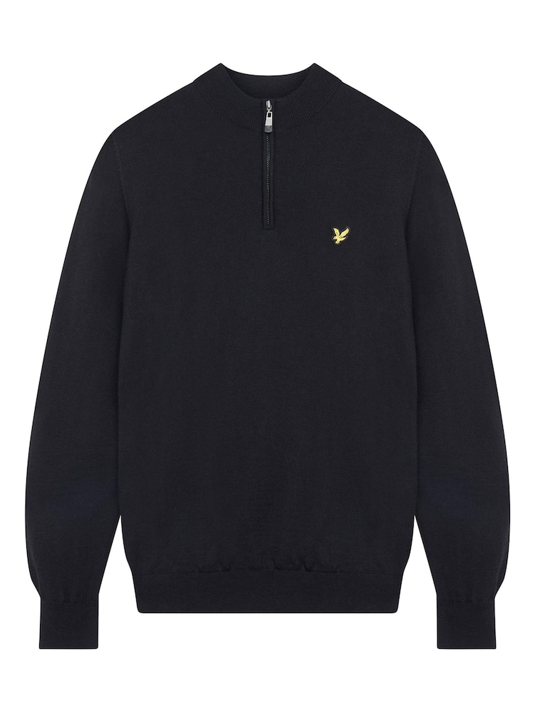 Lyle & Scott Black The Kerry 1/4 Zip Sweat Top - Image 5 of 5