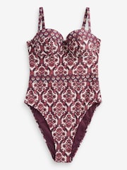Purple/Ecru Woodblock Tummy Control Wired Swimsuit - Image 5 of 5
