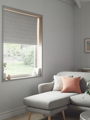 Grey Ready Made Blackout Roller Blind Roller Geometric Print - Image 1 of 7