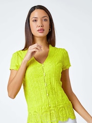 Roman Embroidered Crinkle 100% Cotton Blouse - Image 1 of 5