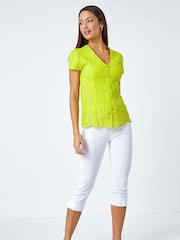 Roman Embroidered Crinkle 100% Cotton Blouse - Image 3 of 5