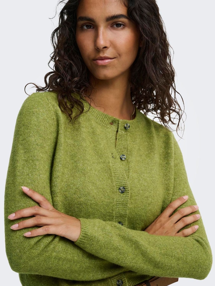 JDY Olive Green Knitted Button Down Short Cardigan - Image 1 of 6 JDY Olive Green Knitted Button Down Short Cardigan - Image 1 of 6