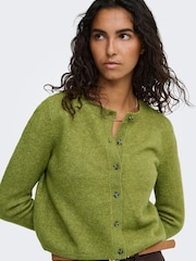 JDY Olive Green Knitted Button Down Short Cardigan - Image 2 of 6