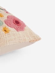 Cream Embroidered Flower Vase 100% Cotton 50 x 30cm Cushion - Image 2 of 5