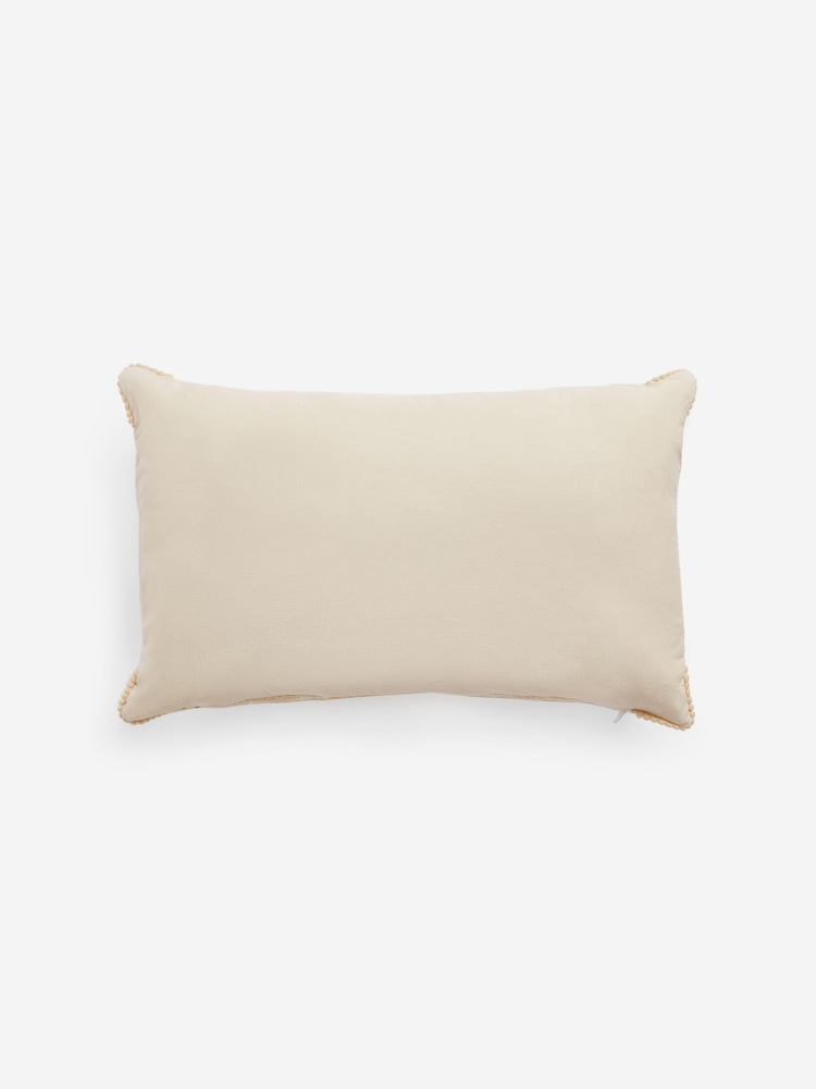 Cream Embroidered Flower Vase 100% Cotton 50 x 30cm Cushion - Image 5 of 5