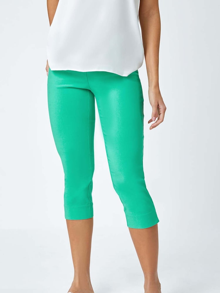 Roman Olive Green Cropped Stretch Trousers - Image 1 of 5