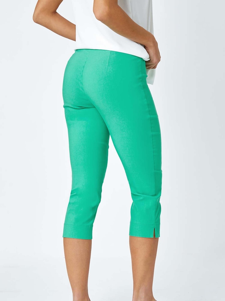 Roman Olive Green Cropped Stretch Trousers - Image 2 of 5