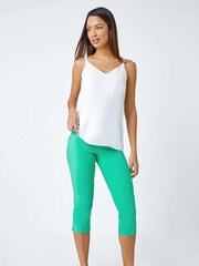 Roman Olive Green Cropped Stretch Trousers - Image 3 of 5