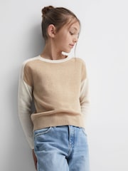 Reiss Camel Audrey 4-9 yrs Colourblock Crew Neck Jumper - Image 1 of 6