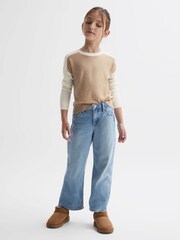 Reiss Camel Audrey 4-9 yrs Colourblock Crew Neck Jumper - Image 3 of 6