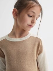 Reiss Camel Audrey 4-9 yrs Colourblock Crew Neck Jumper - Image 4 of 6