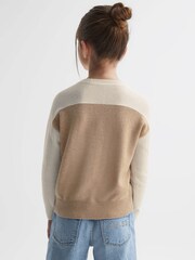 Reiss Camel Audrey 4-9 yrs Colourblock Crew Neck Jumper - Image 5 of 6