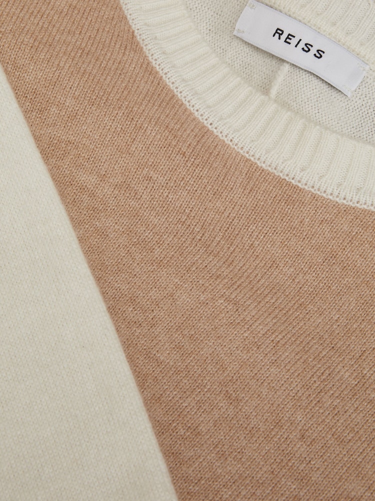 Reiss Camel Audrey 4-9 yrs Colourblock Crew Neck Jumper - Image 6 of 6