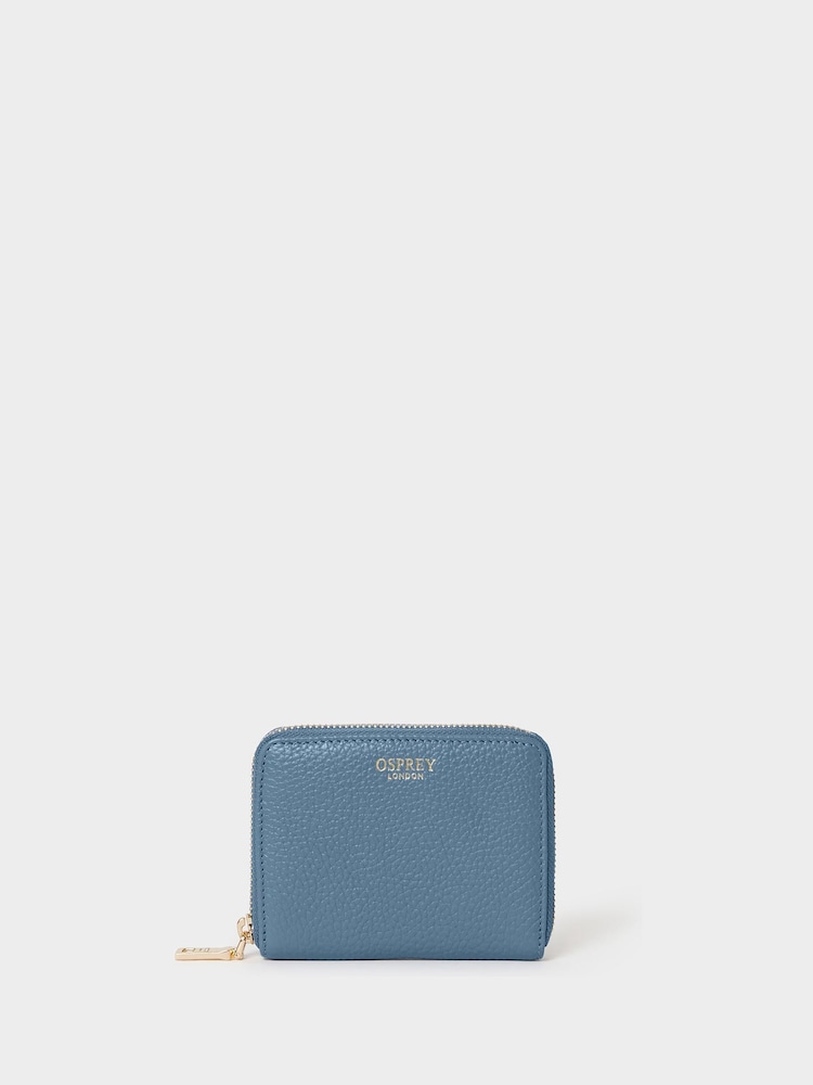Osprey London Cornflower Blue The Core Small Leather Zip Around Purse - Image 1 of 6 Osprey London Cornflower Blue The Core Small Leather Zip Around Purse - Image 1 of 6
