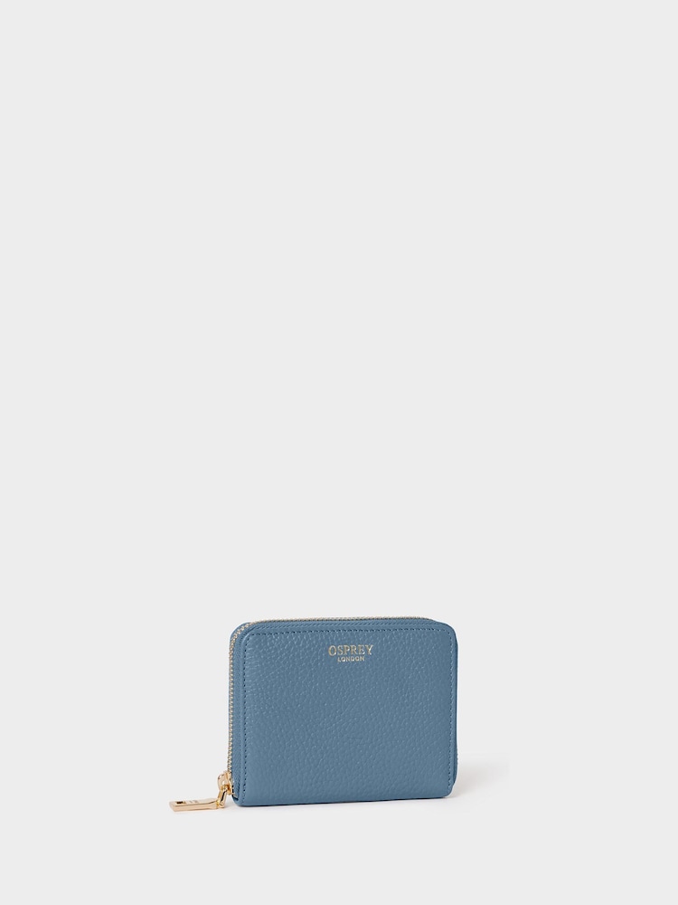 Osprey London Cornflower Blue The Core Small Leather Zip Around Purse - Image 2 of 6 Osprey London Cornflower Blue The Core Small Leather Zip Around Purse - Image 2 of 6