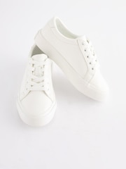 White Lace Up Smart Trainers - Image 1 of 6