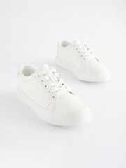 White Lace Up Smart Trainers - Image 2 of 6